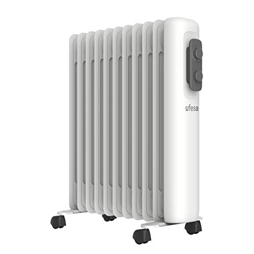 Ufesa RD2500A - Radiador de Aceite Portátil 2500W, 11 elementos, Diseño Slim, Termostato Regulable, 3 Niveles de Temperatura, Sistema Seguridad Antivuelco Ufesa RD2500A - Radiador de Aceite Portátil 2500W, 11 elementos, Diseño Slim, Termostato Regulable, 3 Niveles de Temperatura, Sistema Seguridad Antivuelco