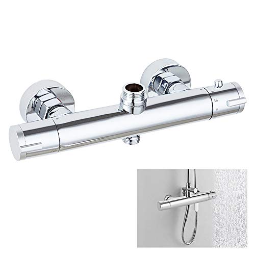 Uiano - Grifo termostático de ducha con 2 salidas altas y bajas y mezclador termostático con protección de seguridad para cuarto de baño