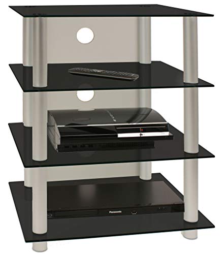 VCM Blados-Mueble para Equipo de Alta fidelidad, Cristal de Color Negro