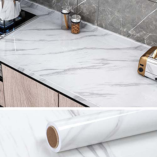 VEELIKE Adhesivo Mármol Vinilo Papel Rollo Papel Pintado Pared Impermeable Blanco y Gris Muebles Forrar Papel para Decorar Dormitorio Sala Habitación 40cm x 900cm VEELIKE Adhesivo Mármol Vinilo Papel Rollo Papel Pintado Pared Impermeable Blanco y Gris Muebles Forrar Papel para Decorar Dormitorio Sala Habitación 40cm x 900cm