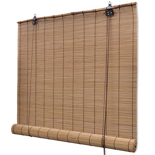 vidaXL Persiana Enrollable Bambú Marrón 80x220cm Cortina Estor Ventana Casa