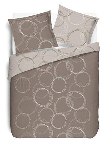 Vission Lenny Taupe - Funda de edredón y 2 Fundas de Almohada a Juego, algodón, Beige, 260 x 240 cm