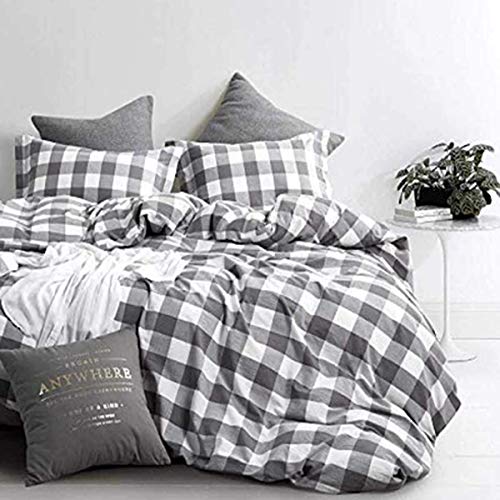 Vivilineneu Juego de Ropa de Cama 150， 3 Piezas Juego de Sabanas de Fibra de Poliéster 200x200cm, Fundas Nordicas Cama Gris Blanco Celosía, Incluye 1 Funda de Edredón y 2 Fundas de Almohada