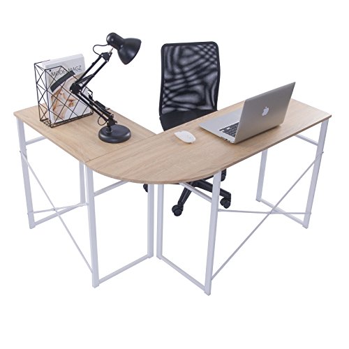 WOLTU Mesa de Escritorio en Esquina Escritorio en ángulo Computadora Escritorio en la Oficina Encimera de Trabajo de Madera y Acero, 83x40x72,5 y 63x40x72,5cm (WxDxH), Madera, Madera, Roble TSG24hei WOLTU Mesa de Escritorio en Esquina Escritorio en ángulo Computadora Escritorio en la Oficina Encimera de Trabajo de Madera y Acero, 83x40x72,5 y 63x40x72,5cm (WxDxH), Madera, Madera, Roble TSG24hei