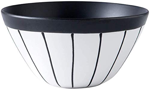 XUEXIU Porcelana Premium Plato de Arroz Ramen Sopa tazón Negro y Blanco de la Raya del hogar vajilla de cerámica Ensaladera Bol for Catering and Home (Color : White, Size : 17.8 * 17.8 * 9.1CM)