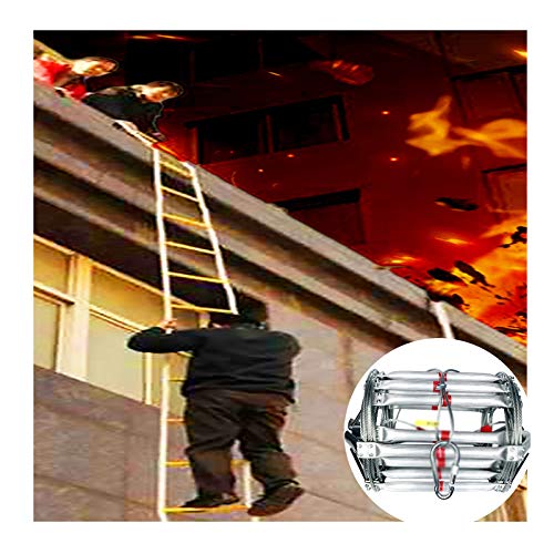 XXIOJUN Escalera De Emergencia, Escalera De Cuerda Plegable Antideslizante Y Resistente Al Desgaste. Aleación De Aluminio, Resistencia Al Fuego Y A Altas Temperaturas (Color : Aluminum, Size : 20m)