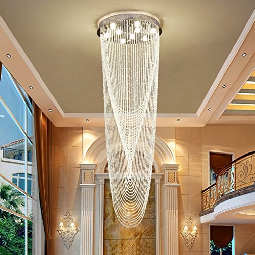 YANGQING - Lámpara de araña de cristal, diseño de escaleras de Villa Dúplex Moderna, tamaño grande, 5 luces, 40 x 120 cm, color: 5 luces, 40 x 120 cm