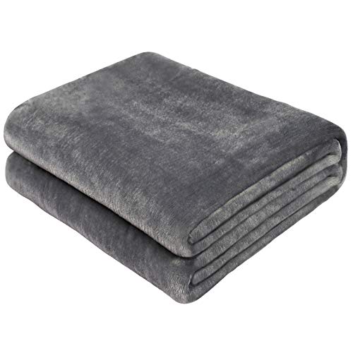 Yoofoss Manta de Forro Polar de Edredón Gris a Cuadros de 150x200cm Cama y Manta Cálida Gris Oscuro para Todas Las Estaciones en Microfibra Suave