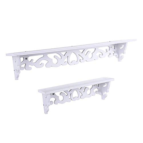 Yosoo - Estantería de pared de madera para colgar con tornillos, diseño retro, casa de campo, color blanco Yosoo - Estantería de pared de madera para colgar con tornillos, diseño retro, casa de campo, color blanco