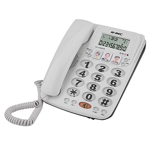 Yunir Teléfono con Cable con Altavoz, teléfono con Cable de 2 líneas con identificador de Llamadas para el hogar, la Oficina, el Hotel
