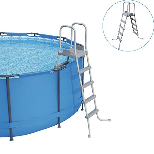 ZDYLM-Y Escalera para Piscina Elevada, Escalera de Piscina de 4 peldaños para Piscina de 132 cm, Robusta Estructura de Acero Tubular, Adecuada para Casi Todas Las Piscinas elevadas