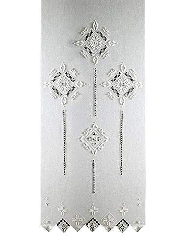 Zenoni & Colombi Par de cortinas bordadas de punto antiguo Toscano fabricadas en Italia (80 x 100 cm)