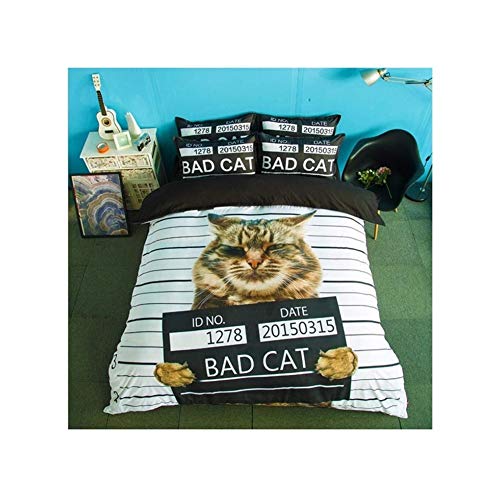 ZHAO ZHANQIANG Conjuntos de Funda nórdica Suave Lindo 3D Animales Gato Impresión Edredón Funda Edredón Juego de Cama Juego de Cama Edredón for el hogar Funda de Almohada, Bad Guy Cat (Size : 78 * 90)