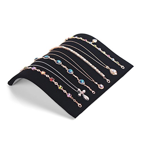 ZJchao - Expositor de collar de terciopelo, expositor de joyas, bandeja organizadora para collares, pulseras, tobillos, colgantes, 19 x 19,7 cm, color negro