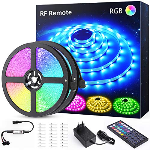 12M(6Mx2) Tira LED RGB, NOVOSTELLA Luces LED Habitacion 24V 360 LEDs Tiras Luces Adhesiva Multicolor SMD5050 con RF Control Remoto de 44 Teclas, Decoración para Hogar, Techo, Escaparate, Muebles