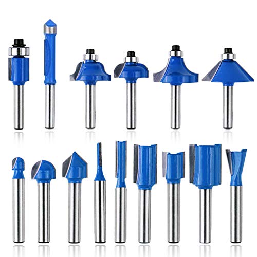 15 Piezas Bits de enrutador, 6,35 mm vástago Tungsteno Herramienta de carburo, Broca de ranura para Cartón madera, Carpintería, Fresado de madera Cortador (Poco recto, Cove Bit, Bit de chaflán) 15 Piezas Bits de enrutador, 6,35 mm vástago Tungsteno Herramienta de carburo, Broca de ranura para Cartón madera, Carpintería, Fresado de madera Cortador (Poco recto, Cove Bit, Bit de chaflán)