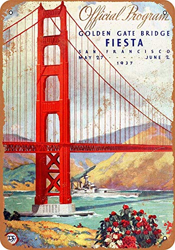 1937 Golden Gate Bridge Grand Opening Fiesta San Francisco Lámina de Metal Retro para Bodega de Bodega casera Tienda de decoración del hogar