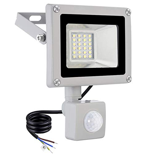 20W Focos LED Exterior con Sensor de Movimiento 1600LM Luz de Seguridad 6500K Blanco Frío Impermeable IP65 Foco Proyector LED para jardín Terraza Garaje Patio Fábrica