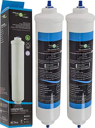 2x FilterLogic FFL-191X - Filtro de agua externo para frigo compatible con Samsung DA29-10105J, HAFEX/EXP, HAFEX EXP/LG 5231JA2010B, 5231JA2010C / HAIER 0060823485A / WHIRLPOOL USC100 frigo