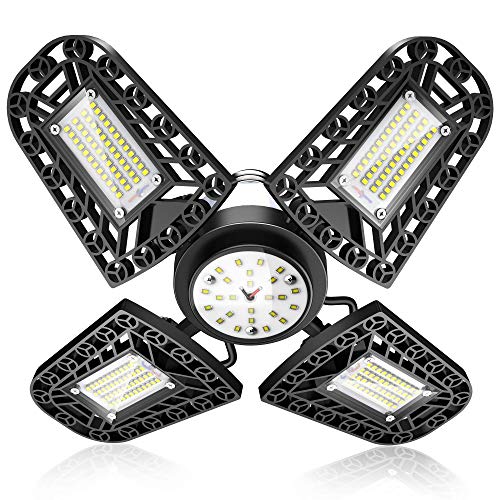 80W Deformación Lámpara de Garaje, 11200 LM Luces de Garaje IP64 216 LED 6000K Lampara Led Techo de Seguridad con 4 Paneles Ajustables 120° CRI 80+,para Garaje, Taller, Granero, Almacén 80W Deformación Lámpara de Garaje, 11200 LM Luces de Garaje IP64 216 LED 6000K Lampara Led Techo de Seguridad con 4 Paneles Ajustables 120° CRI 80+,para Garaje, Taller, Granero, Almacén