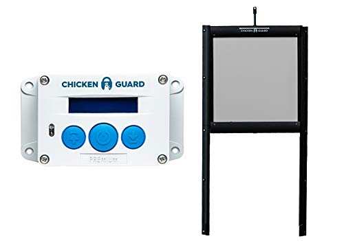 Abridor automático de puertas ChickenGuard® Premium para gallinero apertura y cierre por horario ou sensor de luz más puerta autobloqueante de aluminio, puerta Pop Hole resistente a los depredadores