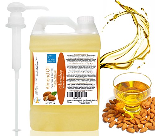 Aceite de Masaje Antiedad Nutritivo Reparador de Almendras Dulces ● El mejor Hidratante Natural ● Aceite Portador Anticelulitico Antiestrias ● Tonifica y Suaviza la Piel Seca ● 100% Puro - bleumarine Bretania 2000 ml