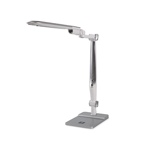 Aigostar 178666 Lámpara de escritorio tipo flexo, LED de 10 W, 6000K-3300K, 520lm, 3 Niveles de Brillo Ajustable, Gris plateado
