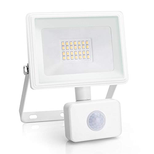Aigostar 20W Foco LED con Sensor Movimiento PIR,1800LM Super Brillo Focos LED Exterior,IP65 Impermeable,Blanco Natural 4000K Luz de Seguridad para Jardín, Patio,Garaje, etc.