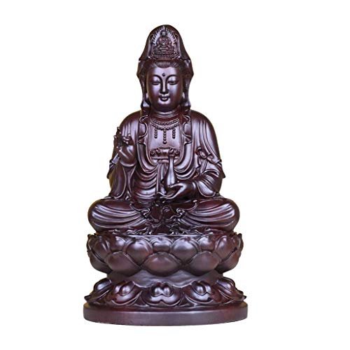 AIOJY Buda Figura Ébano Talla De Madera Buda Sentado Lotus Bodhisattva Adornos Estatua Inicio Oficina Decoración Regalo Artesanía Buddfafligure