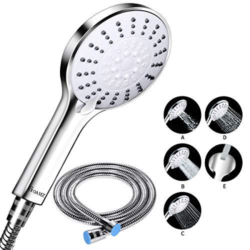 Alcachofa Ducha Grande Alta Presion con Manguera Flexo Ducha Set 1.5M Tubo Ducha Mango Cabezal de Ducha Kit Acero Inoxidable Shower Head (Plata)