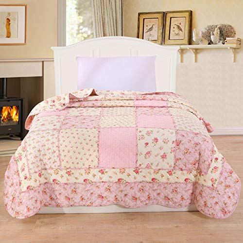 Alicemall - Colcha de verano para cama individual con diseño tipo patchwork 150 * 200 cm, algodón, Pattern 4, suelto