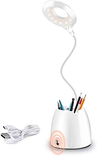 AMANKA Lámpara Escritorio LED, Luz Lectura Recargable USB con Control Táctil, Flexo Escritorio Luz con Diseño Giratorio, 3 Niveles de Brillo, para Estudio , Lectura, Dormitorio, Escritorio Infantil