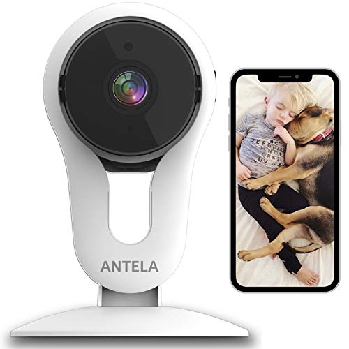 ANTELA Cámara de Vigilancia WiFi 1080p, cámara wifi interna compatible con Alexa, cámara IP para niños con sensor de detección de movimiento, audio bidireccional, Vision nocturna