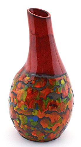 ART ESCUDELLERS GERRO TORT 24CM / Jarron de Ceramica Hecho y Pintado a Mano, vajilla con Decoracion XISPEJAT Rojo. 14cm x 14cm x 23cm
