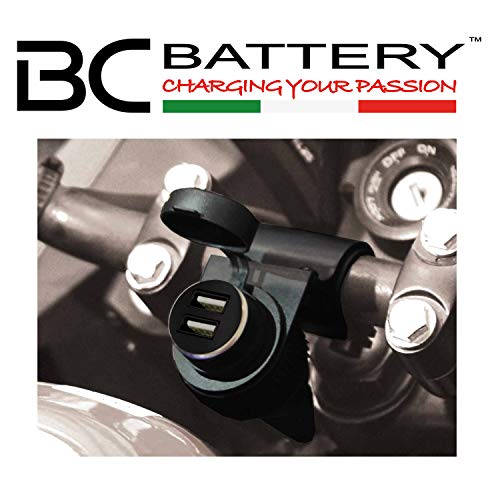 BC Battery Controller 710-P12USBDUAL - Toma de Mechero/Toma Encendedor 12V Estanca con Soporte Universal para Manillar para Moto + Toma Cargador Doble USB
