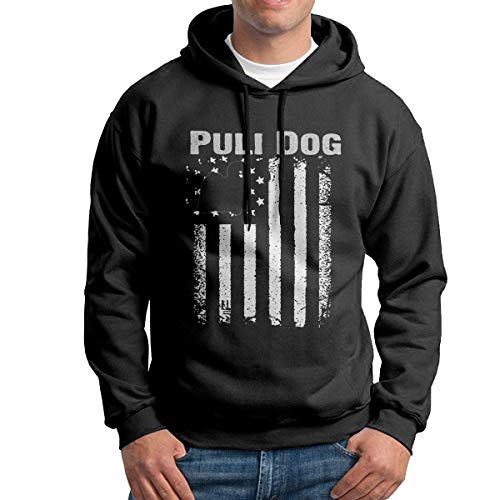 Bgejkos Puli Dog America Flag Sudadera para Hombre, Sudadera con Capucha de algodón sin Bolsillo