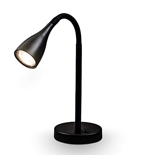 B.K.Licht I Lámpara LED de mesa negra I Lámpara flexible de escritorio incl. GU10 LED I 5W I 400lm I 3.000K