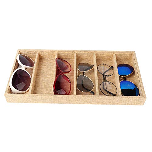 【????? ??????】 Caja de presentación de Gafas de Sol, 6 Rejillas Bandeja de exhibición de joyería Organizador de Almacenamiento para anteojos Gafas Llaves Relojes Suministros de artesanía