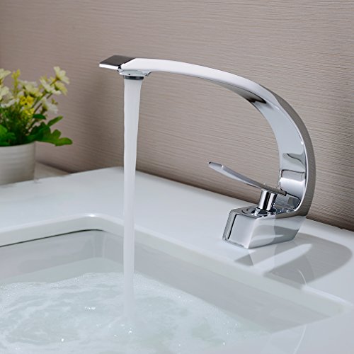 BONADE Grifo de Lavabo Grifo Baño Diseño Moderno Alta Calidad Monomando Lavabo Grifo de Cuenca Griferia Lavabo y Baño Aireador Desmontable Ahorro del Agua - Cromado