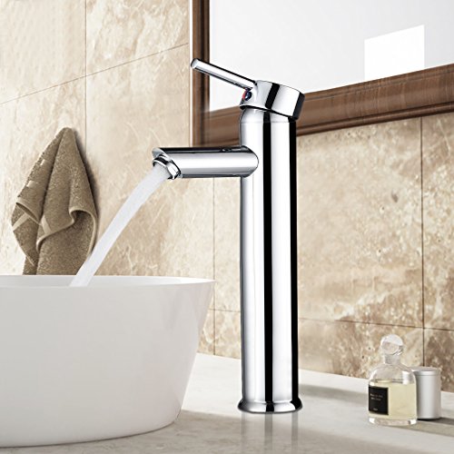 BONADE Grifo Lavabo Monomando Grifo de Baño Grifería de Latón Grifería con Caño Alto Grifo para Fregadero Mezclador Agua Fría y Caliente