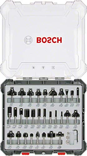 Bosch Professional 2607017475 Juego de 30 fresas (para madera, para fresadoras con vástago de 8 mm), Color