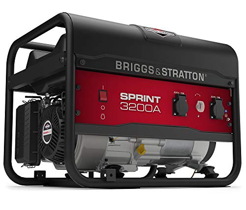 Briggs and Stratton SPRINT 3200A generador portátil de gasolina - Potencia en marcha de 2500/Potencia inicial de 3125, 030672A, 2500 W, Negro