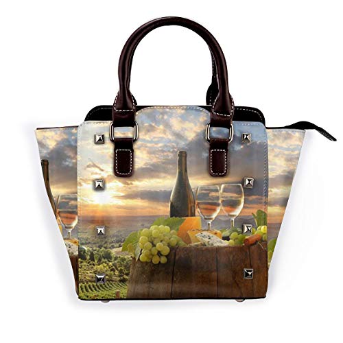 BROWCIN Finca rústica rural Uva Queso y vino en viñedo Sol Fotografía natural Desmontable Moda Tendencia Bolso de las señoras Bolso de hombro BROWCIN Finca rústica rural Uva Queso y vino en viñedo Sol Fotografía natural Desmontable Moda Tendencia Bolso de las señoras Bolso de hombro
