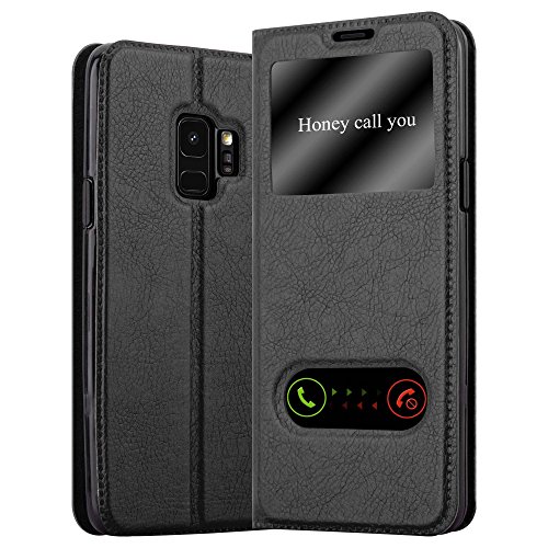 Cadorabo Funda Libro para Samsung Galaxy S9 en Negro Cometa - Cubierta Proteccíon con Cierre Magnético, Función de Suporte y 2 Ventanas- Etui Case Cover Carcasa