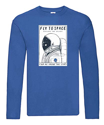 Camiseta de manga larga – Fly to Space Astronaut – Camiseta de manga larga unisex para niños y niñas azul 164 cm