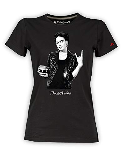 Camiseta de mujer – Frida Kahlo oficial estilo Rock Negro S Camiseta de mujer – Frida Kahlo oficial estilo Rock Negro S