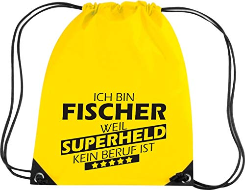 Camiseta stown Premium gymsac Ich bin Fischer, porque Super Held No Profesión es, amarillo
