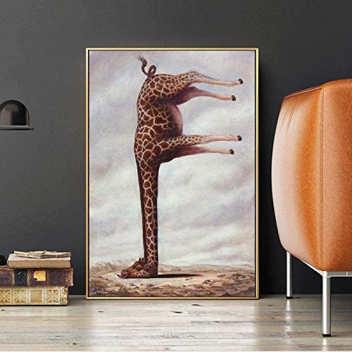 Cartel de arte africano Animal jirafa Ramble moderno cartel divertido pintura cuadro de arte de pared para decoración de sala de estar 60x80cm sin marco