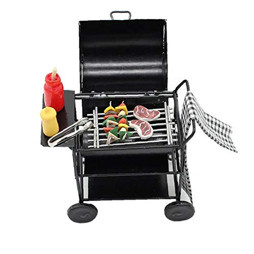 Casa de muñecas muebles de cocina alimentos barbacoa miniatura barbacoa barbacoa asada horno set de decoración accesorios juego regalo de vacaciones