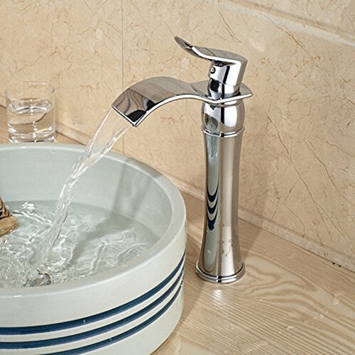 Cascada Caño de una manija Lavabo del baño Grifo del Recipiente Mezclador Grifos de Lavabo Cuerpo Alto Níquel Cepillado Cascada Caño de una manija Lavabo del baño Grifo del Recipiente Mezclador Grifos de Lavabo Cuerpo Alto Níquel Cepillado